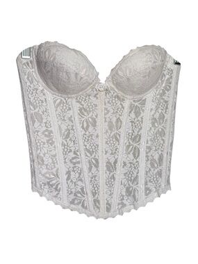 Frederick's of Hollywood Ivory Lace Vintage Corset Bustier Summer Top